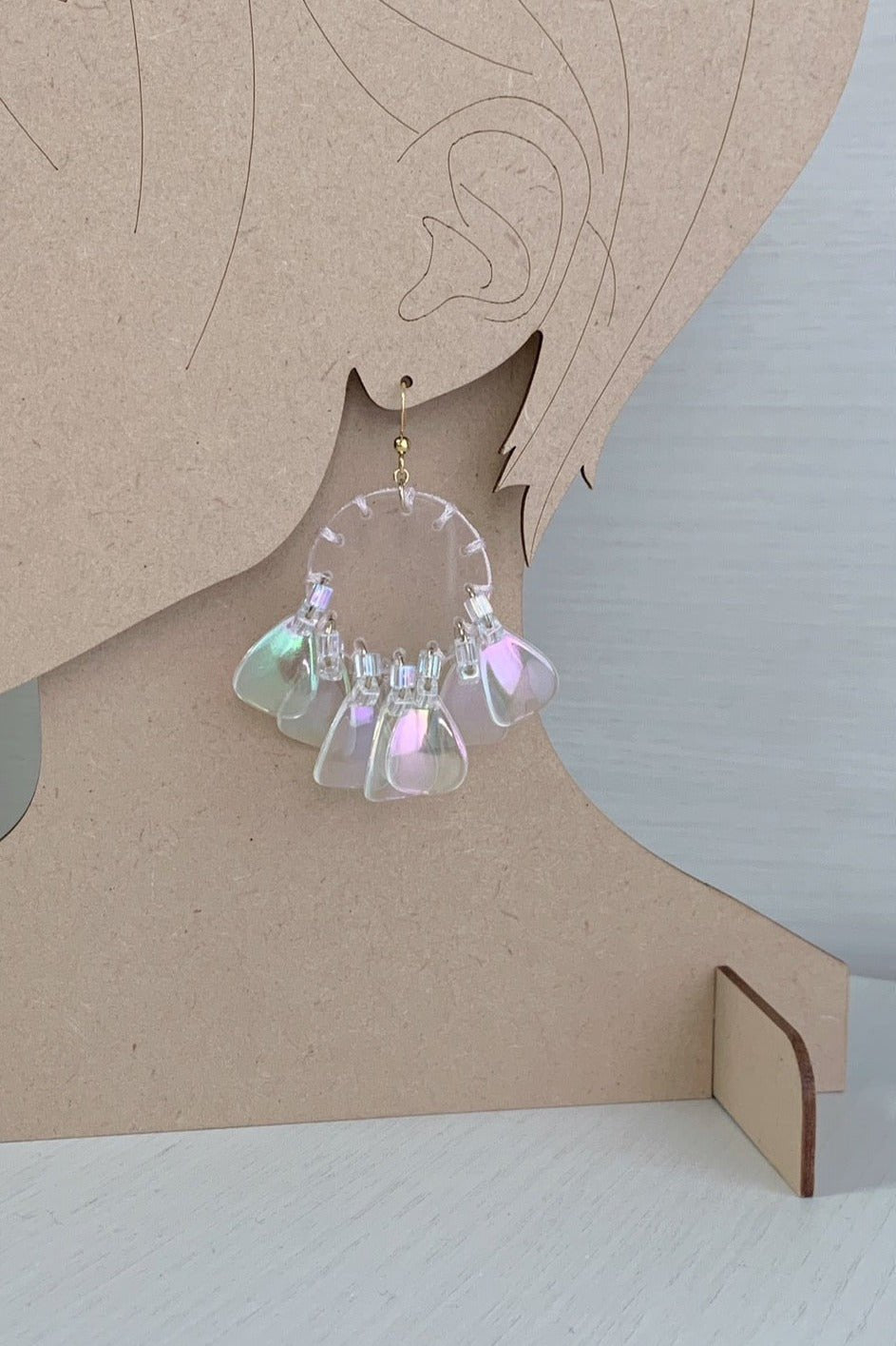ピンクステッチフラワーペタルピアス・イヤリング