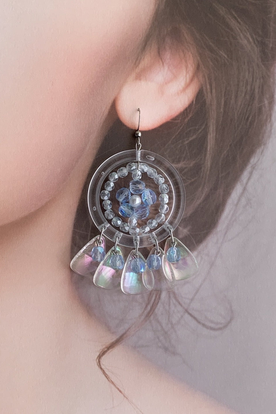 ブルーフラワーペタルピアス・イヤリング