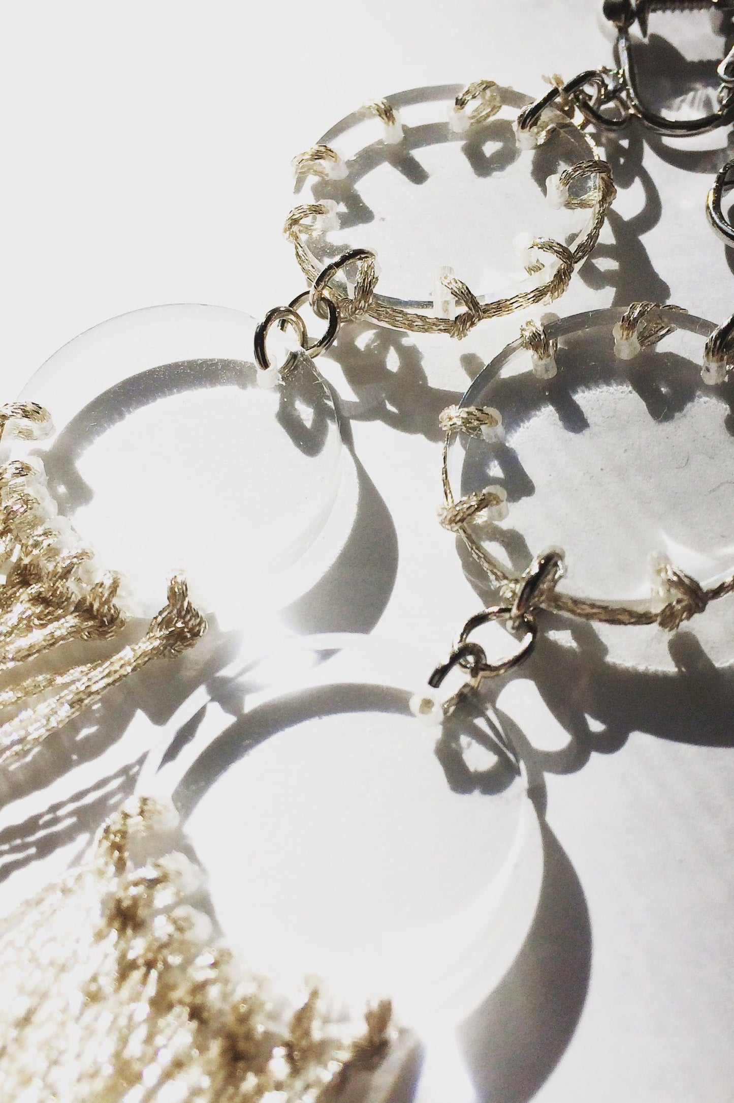 silver stitch fringe earrings
