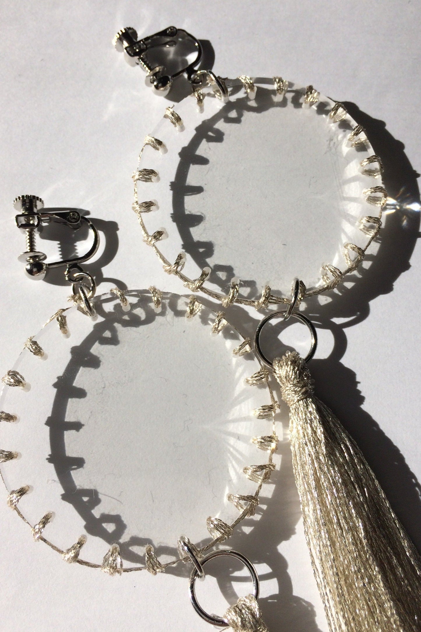 SILVER STITCH TASSEL EARRING / PIERCING (L)