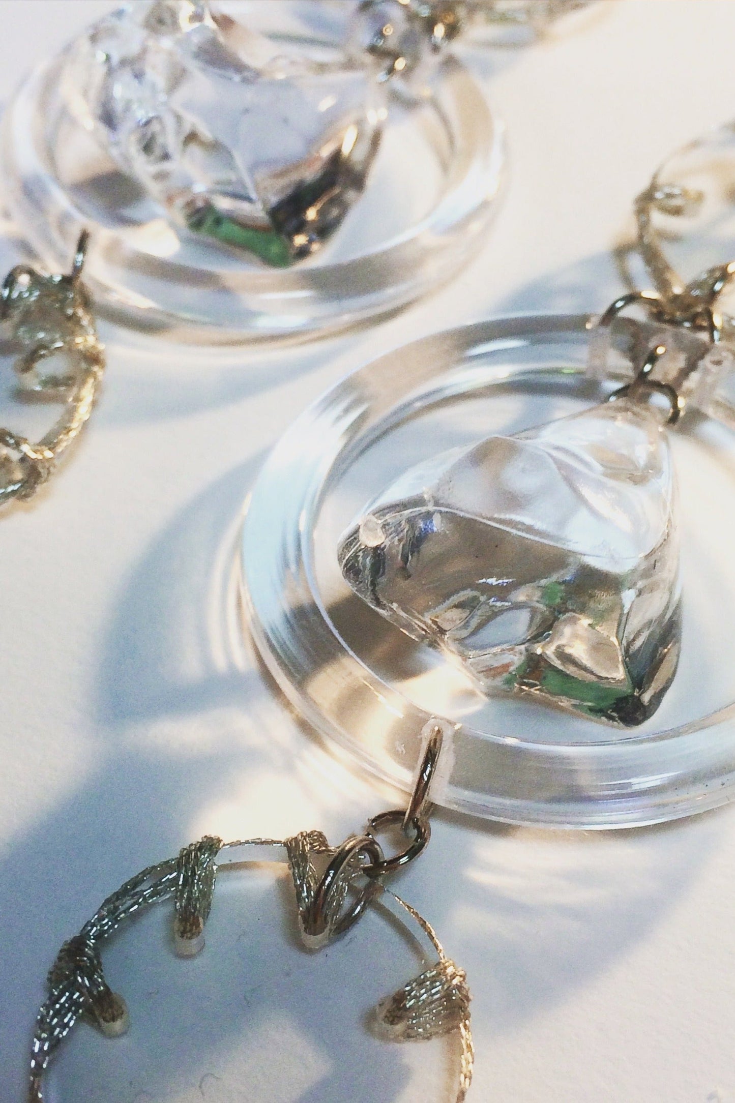 clear ring silver stitch earrings