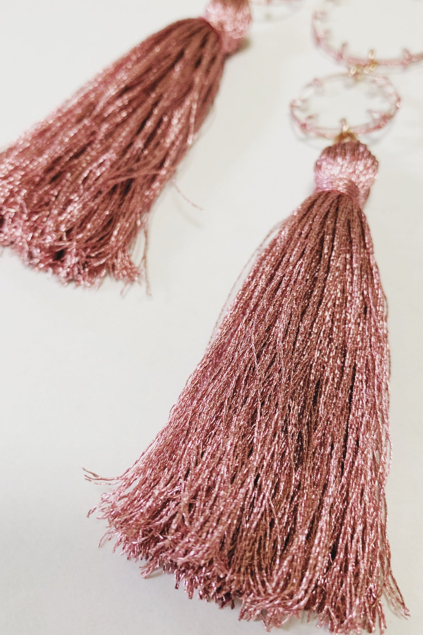 pink tassel earrings