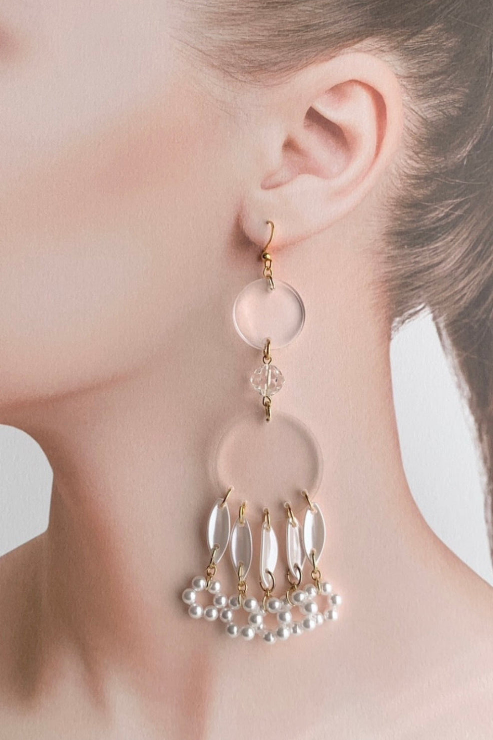 パールフラワーリーフコンビピアス・イヤリング