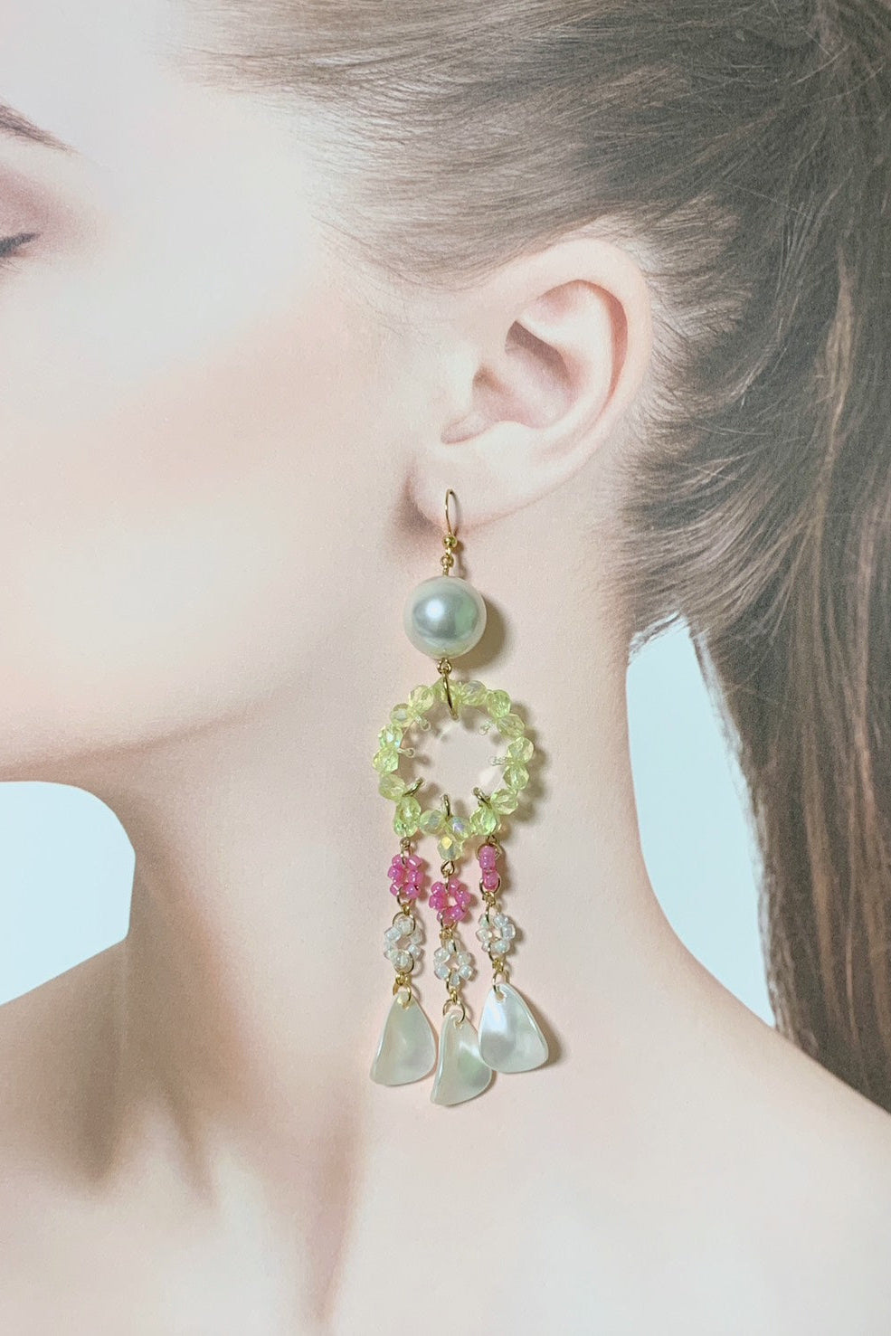 イエローステッチフラワーペタルピアス・イヤリング