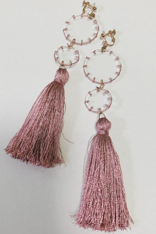 pink tassel earrings