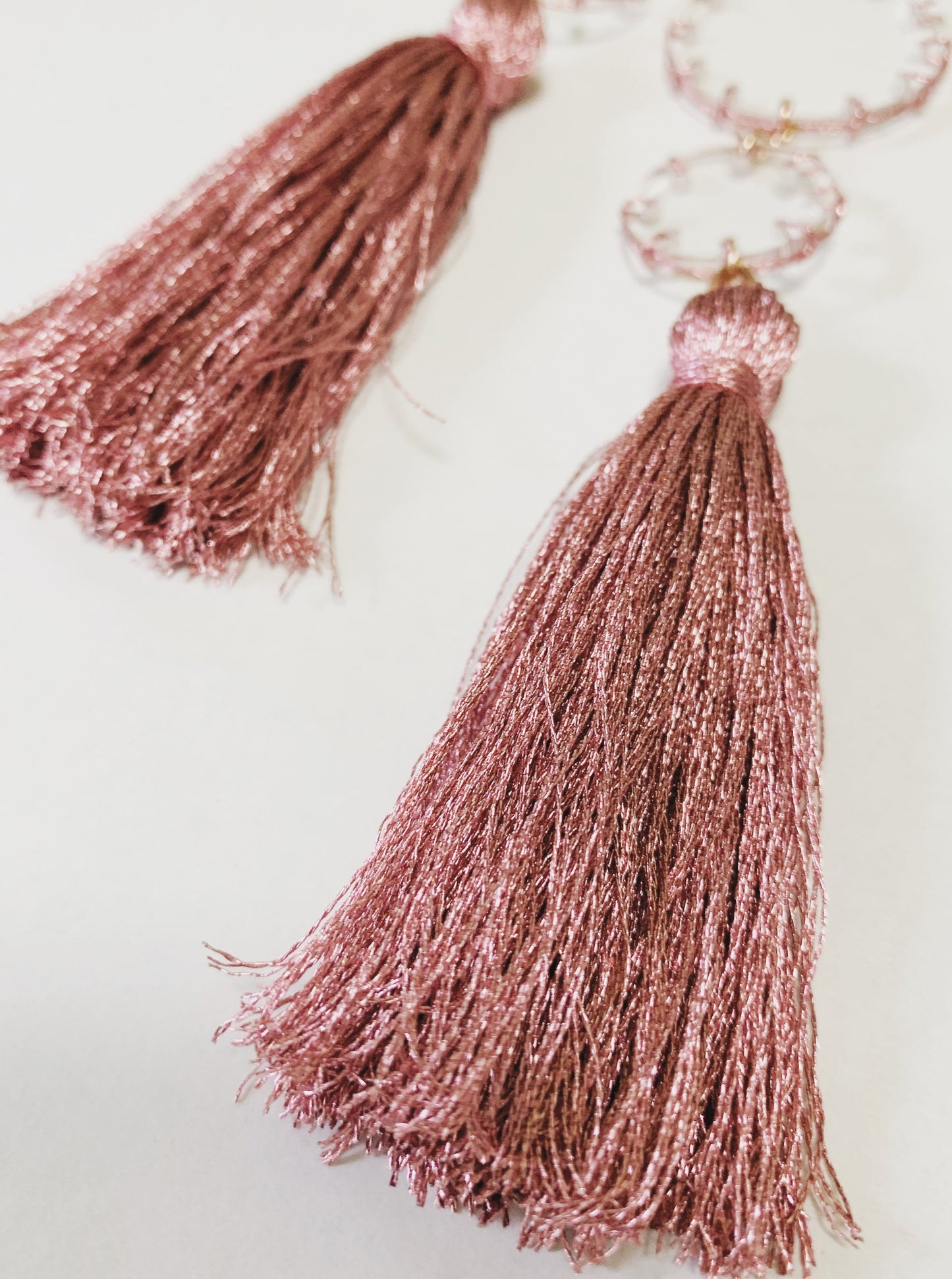 pink tassel earrings